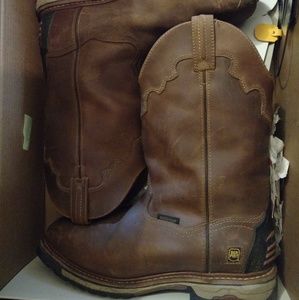 Brown work boots